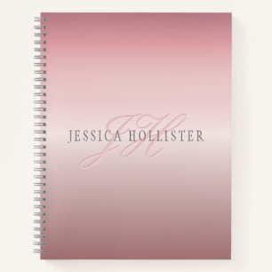 Naam & Monogram Zachte NEP Roze Gouden Blush Notitieboek