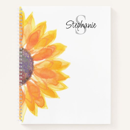 Naam Monogram zonnebloem Notitieboek (Voorkant)