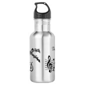Naam muzieknoten monogram waterfles  (Achterkant)