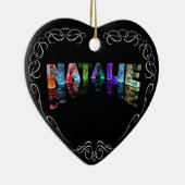 Naam Natalie - Naam in lichten (foto) Keramisch Ornament (Rechts)