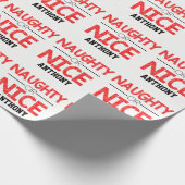 Naam... Naughty of Nice kerstpapier Cadeaupapier (Hoek)