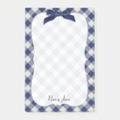 Naam Navy Blue Gingham Checkpatroonbeugel Post-it® Notes (Voorkant)