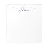 Naam Navy Blue Script Monogram Initiaal Notitieblok (Voorkant)