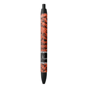 Naam neon oranje glitter happy verjaardagsballonne zwarte inkt pen