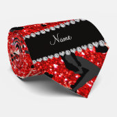 Naam neon red glitter worstelende harten bogen stropdas (Opgerold)