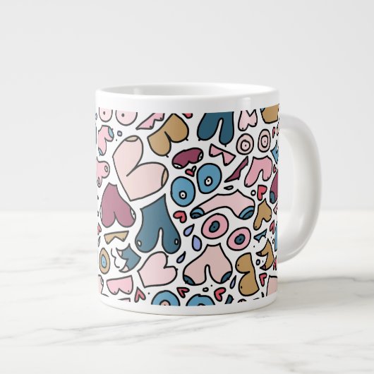 Naam neutraal borstpatroon extra grote beker (Voorkant rechts)