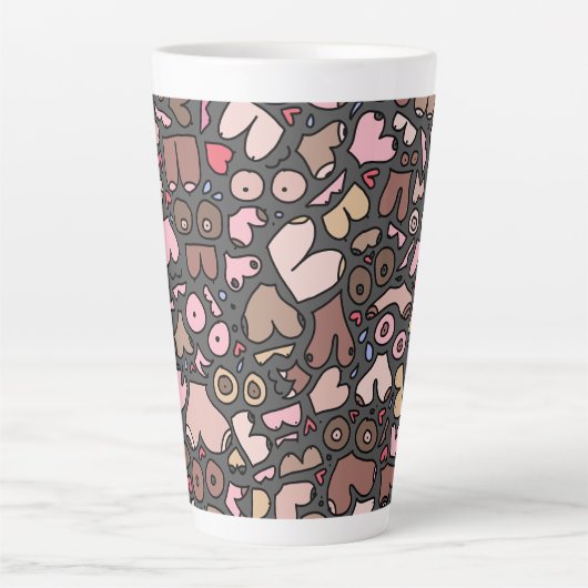 Naam neutraal borstpatroon latte mok (Voorkant)