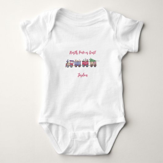 Naam North Pole of Bust Speelgoed Train Baby Romper (Voorkant)