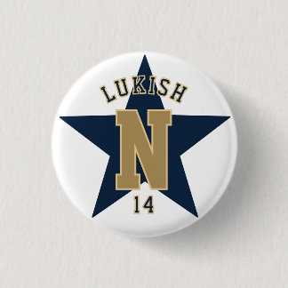 Naam Nummer Sterren Marine Blauw en Goud Veteraan Ronde Button 3,2 Cm
