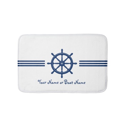 Naam of Boot Nautische Schepen Wiel Navy Badmat (Voorkant)