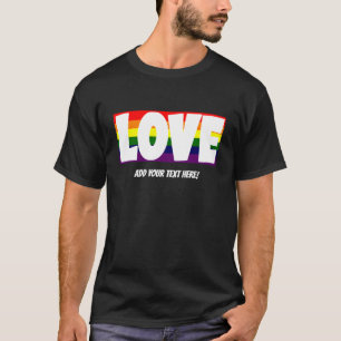 Naam of Jouw tekst toevoegen, liefdesregenboog vla T-shirt