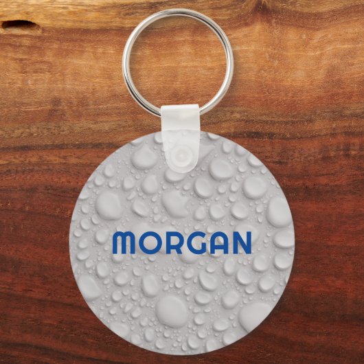 Naam of Monogram op Water Drops Sleutelhanger (Voorkant)