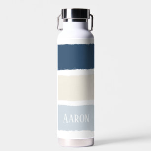 Naam of monogrammen penseelstrepen in blauw ecru waterfles