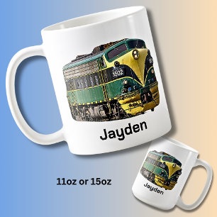 Naam of tekst toevoegen - Yellow Green Diesel Loco Koffiemok