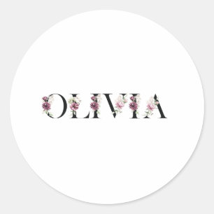 Naam Olivia Ronde Sticker