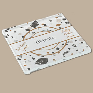 Naam op Aarde Tones Terrazzo Patroon op Glazen Onderzetter