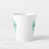 NAAM op Cute Turquoise en Yellow Pset Heart Latte Mok (Voorkant)