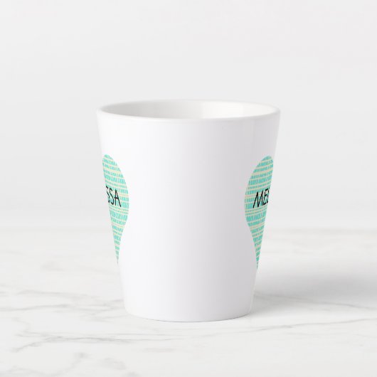 NAAM op Cute Turquoise en Yellow Pset Heart Latte Mok (Voorkant)