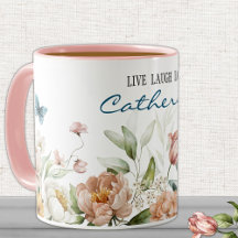 Naam op Elegante Waterverf Floral 11oz Combo