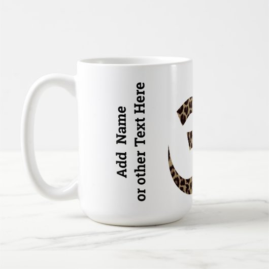 Naam op luipaard Print OM Symbool 15oz Koffie Mok (Links)