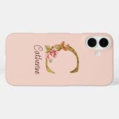 Naam op maat Gouden Folie Roze Rozen Letter C Case-Mate iPhone Case (Achterkant (horizontaal))
