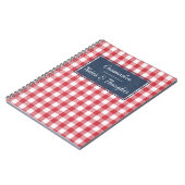 Naam op Red & White Gingham Check Blue Denim Notitieboek (Linkerzijde)