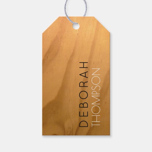 Naam op rustiek faux hout cadeaulabel (Voorkant)