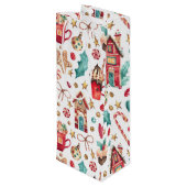 Naam op Schattigee Whimsical Sweets Vakantie Wijn Cadeautas (Achterkant Gekanteld)