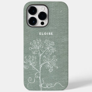 Naam op vintage boekband met bloemen Case-Mate iPhone 14 pro max hoesje