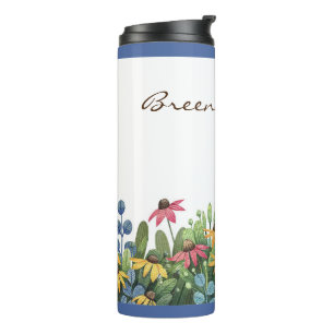 Naam op Waterverf Wildflower Summer 12oz Thermosbeker