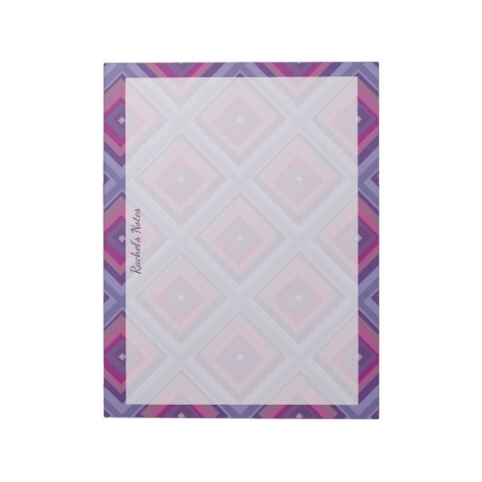 Naam Paarse roze Diamond Pattern Squares Checkers Notitieblok (Gedraaid)