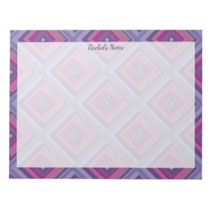 Naam Paarse roze Diamond Pattern Squares Checkers Notitieblok