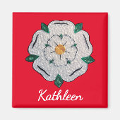 Naam, Paper Quilled Yorkshire White Rose 2-in Magneet (Voorkant)