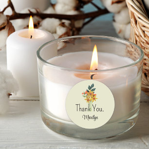 Naam, Papier Gewatteerde Bloemen, Dank U 1.5-in Ronde Sticker