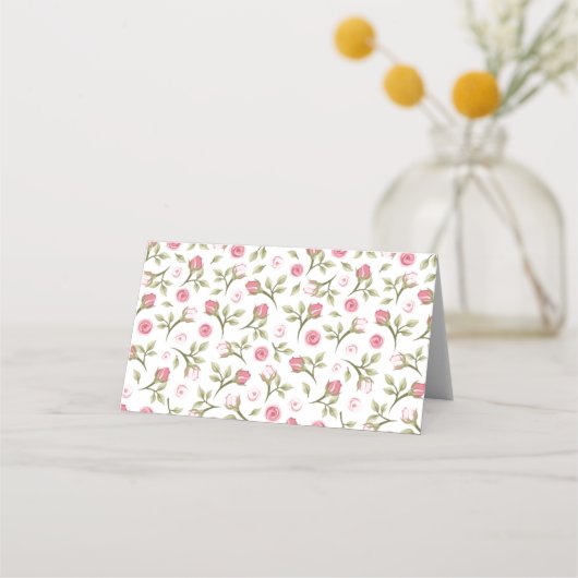 Naam partij Plaats Card-Pink Rose Buds (Achterkant)