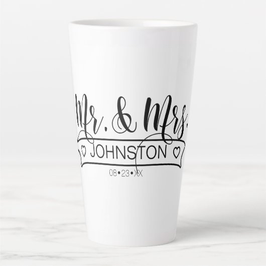 Naam Pas getrouwd Banner Mr & Mrs ID668 Latte Mok (Voorkant)