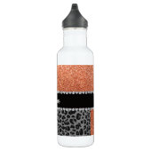Naam pastel oranje glitter zwarte leopard waterfles (Rechts)