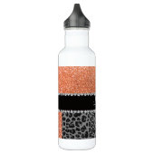 Naam pastel oranje glitter zwarte leopard waterfles (Links)