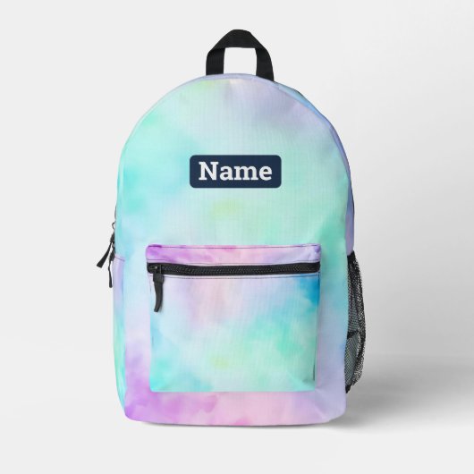  naam Pastel Tie Dye Rugzak (Voorkant)