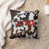 Naam Patchwork Cowhide Print Western Rustic Rood Kussen (Deken)