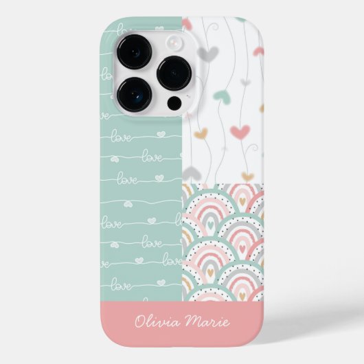naam Patchwork Love Hearts Rainbows Case-Mate iPhone Case (Achterkant)
