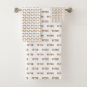 Naam Pattern Modern Light Brown Bath Towel Set Bad Handdoek (Insitu)
