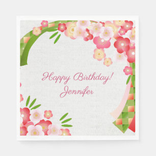 Naam personaliseren en tekst Stijlvolle Cherry Blo Servet