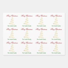 Naam personaliseren Modern kerstboompapier Inpakpapier Vel