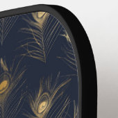 Naam Persoonlijke Peacock Feathers Print Gold Pickleball Paddle (Links Detail)