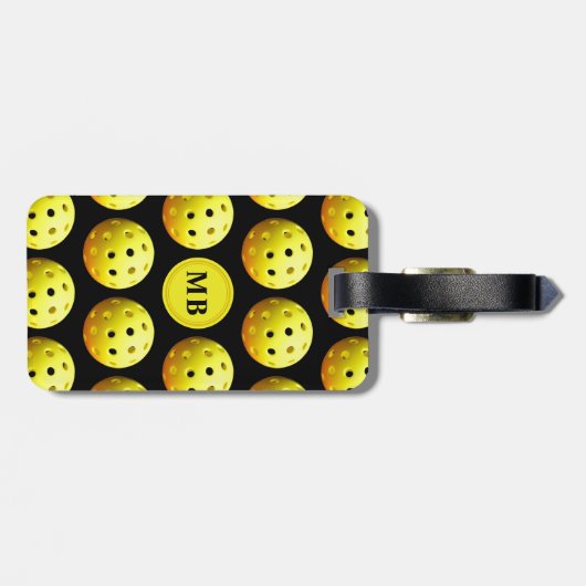 Naam Pickleball Pattern Monogram Bagagelabel (Achterkant horizontaal)