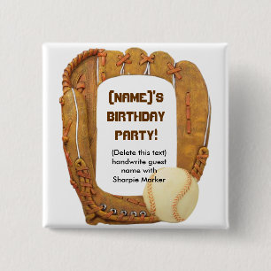 Naam Pin Favors for Baseball Party Birthday Vierkante Button 5,1 Cm