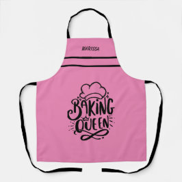  naam Pink Baking Queen Typography Schort