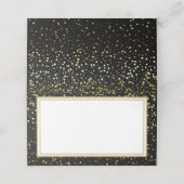 Naam Plaats Card-Black & Gold Stars (Buitenkant ongevouwen)