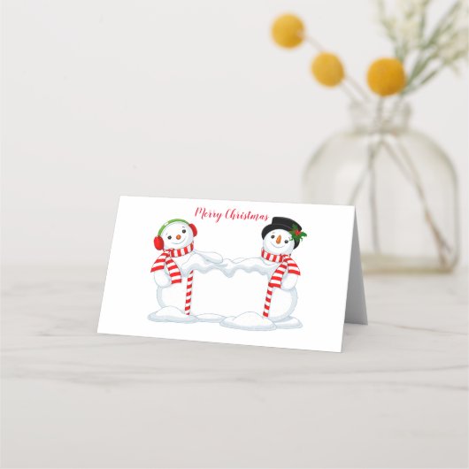 Naam Place Card-Snowman (Voorkant)